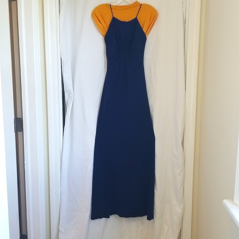 By Funky - small / medium, dark blue, full length dress, zipper in back